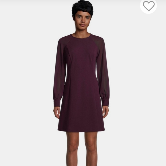 Calvin Klein Sheer Sleeve Shift Dress - Picture 5 of 6